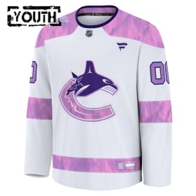 Dresovi Vancouver Canucks 2024-25 Fanatics Hockey Fights Cancer Practice Custom Bijela - Dječji
